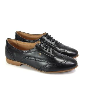 Sapato Feminino TRO1158L Couro Preto Burned