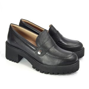 Mocassim Feminino MUN023 Couro Preto Burned