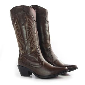 Bota Feminina Western - Couro Terracota Burned - WES008