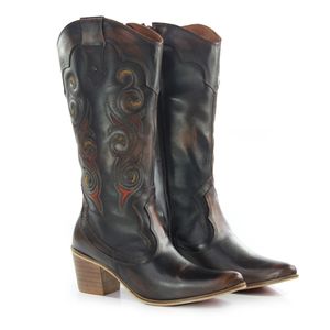 Bota Fem Texas - Couro Tan Imperial Preto - TEX006