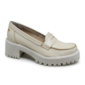 Sapato Munique Couro Snake Off White - MUN024V