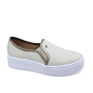 Tênis Myla Couro Bari Off White Prata Velho - MYL001