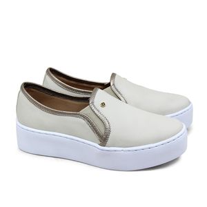 Tênis Myla Couro Bari Off White Prata Velho - MYL001