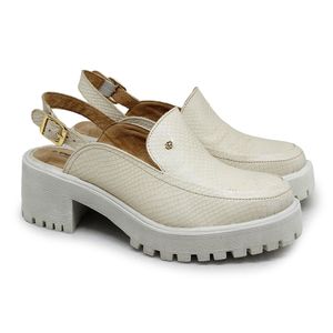 Sapato Munique Couro Snake Off White - MUN025V
