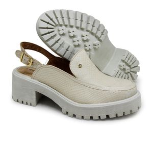 Sapato Munique Couro Snake Off White - MUN025V