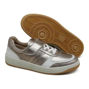 Tenis Sara Couro Prata Velha Bari Off White - SAR001