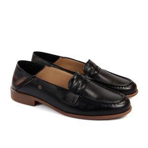 Mocassim Luna Couro Preto  - LUN1003