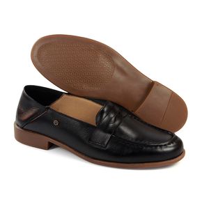 Mocassim Luna Couro Preto  - LUN1003