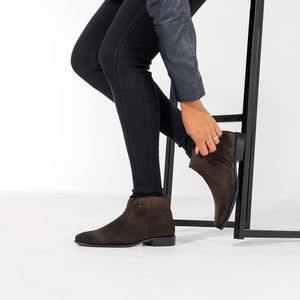 Bota Fem Luna Sintetico Sued Café Velluto Preto - LUN693