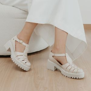 Sapato Munique Couro Snake Off White - MUN027V