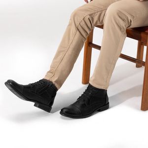 Coturno Masculino Gua9327l de Amarrar em Couro Preto Burned