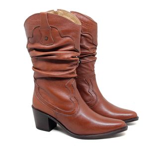 Bota New Western Couro Mogno - NWE003