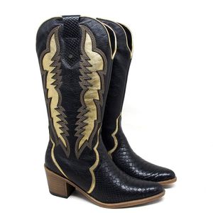 Bota Nashiville Couro Anac Preto Dourado Preto - NAS001