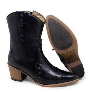 Bota Nashiville Couro Preto - NAS003