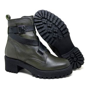 Bota Munique Couro Militar Preto - MUN034
