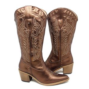 Bota Nashiville Couro Metal Bronze Terracota - NAS002V
