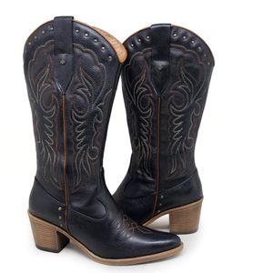 Bota Nashiville Couro Preto Tan - NAS002
