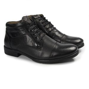 Coturno Masculino Gua9327l de Amarrar em Couro Preto Burned
