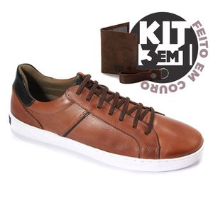 Sapatênis Bilbao Couro Pinhao Preto - BIL011K