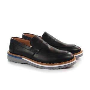Sapato Casual Masculino Coimbra - Couro Preto Burned - COI001