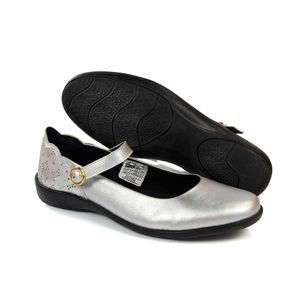 Sapatilha Angel Couro Prata - ANG1021