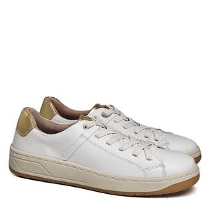 Tenis Sara Couro Roma Gelo Ouro - SAR002