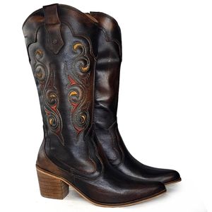 Bota Fem Texas - Couro Tan Imperial Preto - TEX006