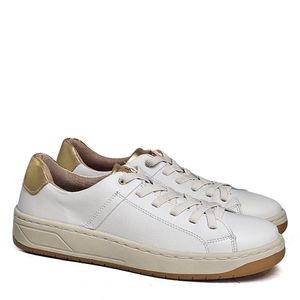 Tenis Sara Couro Roma Gelo Ouro - SAR002