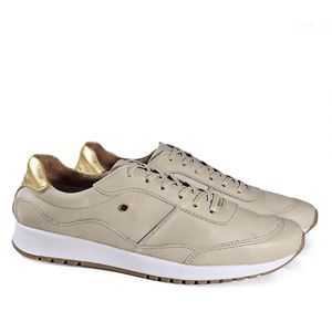 Tenis Tie Couro Cristal Dourado - TIE23
