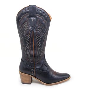Bota Nashville Couro Preto Tan - NAS002
