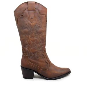 Bota New Western Couro Tan Velluto Cafe - NWE009
