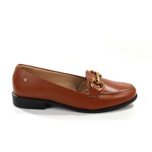 Mocassim Luna Couro Tan Lustro - LUN1007