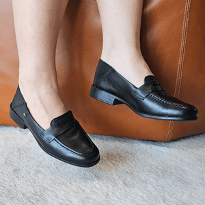 Mocassim Luna Couro Roma Preto Lustro - LUN1011
