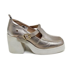 Sapato Fem Stuttgart Couro Prata Velha - STU001V