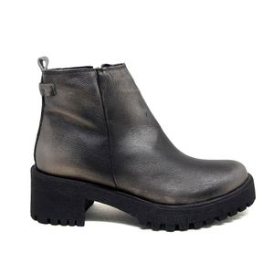 Bota Munique Couro Metal Prata Velha Preto - MUN004V