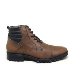 Coturno Rocker Couro Tan Preto Velluto - ROC1351L