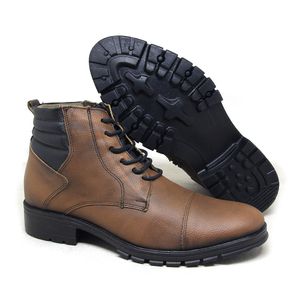 Coturno Rocker Couro Tan Preto Velluto - ROC1351L