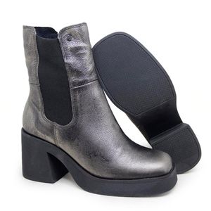 Bota Stuttgart Couro Metal Prata Velha Preto - STU002V