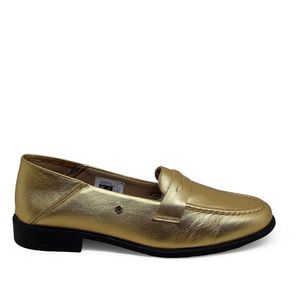Mocassim Luna Couro Roma Dourado - LUN1011