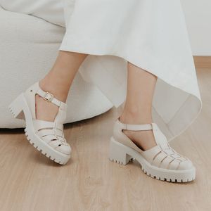 Sapato Munique Couro Snake Off White - MUN027V