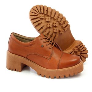Sapato Fem Munique Couro Tan Semi Brilho - MUN006
