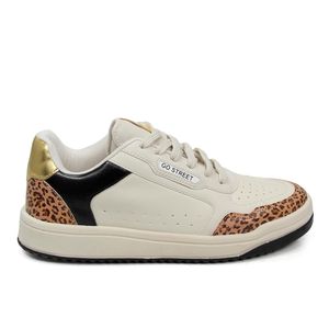 Tenis Livia Tecido Animal Print Bege - LIV002