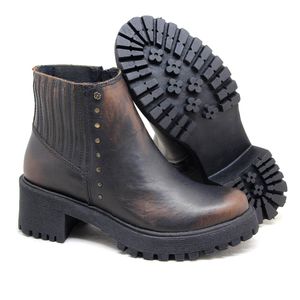 Bota Munique Couro Tan Imperial Preto - MUN030V