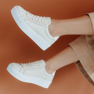 Tênis Myla Couro Bari Off White Roma Gelo - MYL002