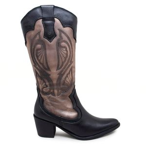 Bota New Western Couro Preto Cobre - NWE001V
