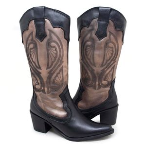 Bota New Western Couro Preto Cobre - NWE001V