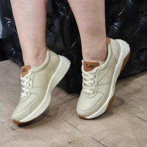 Tênis Sky Couro Bari Off White Roma Tan - SKY001