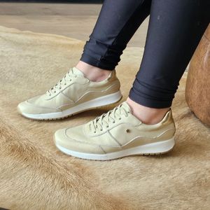 Tenis Tie Couro Cristal Dourado - TIE23