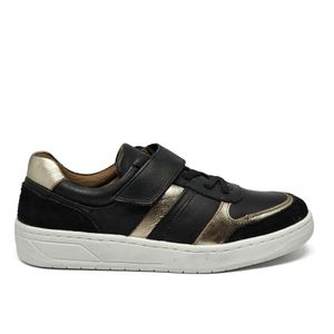 Tenis Sara Couro Preto Metal Prata Velha Preto - SAR001