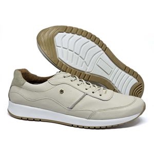 Tenis Tie Couro Off White Camurca Marfim - TIE23
